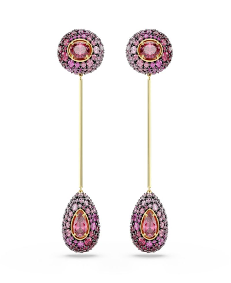 Gold-Tone Plated Red Crystal Earrings