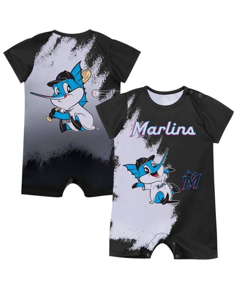 Baby Boys and Girls Black Miami Marlins Baby Mascot Bodysuit