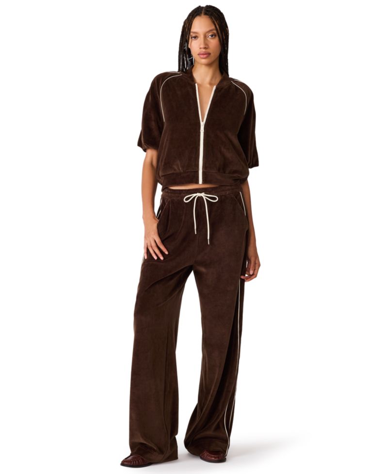 Women's Velour Long-Sleeve Zip Track Jacket