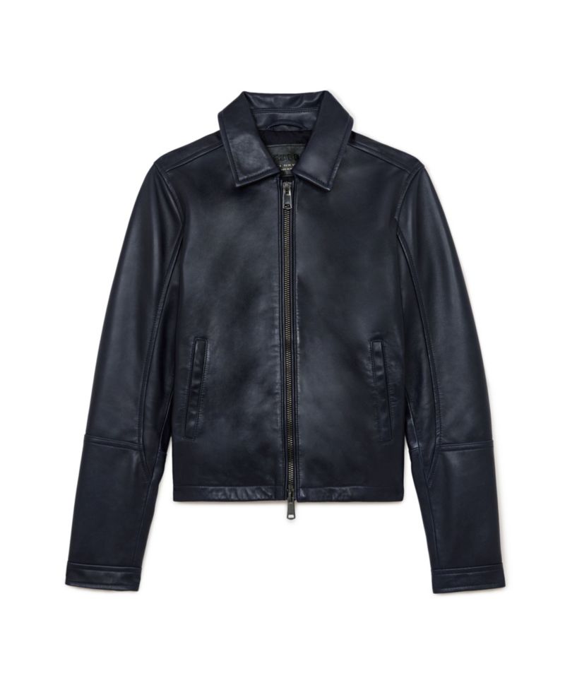 Petite Sorina Leather Moto Zip-Through Jacket