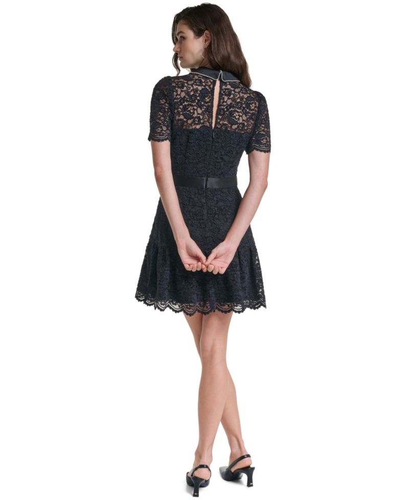 Women's Lace A-Line Cap-Sleeve Dress