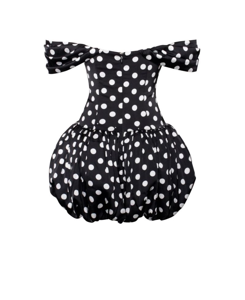 Women's Umika Black Polka Dots Bubble Hem Mini Dress