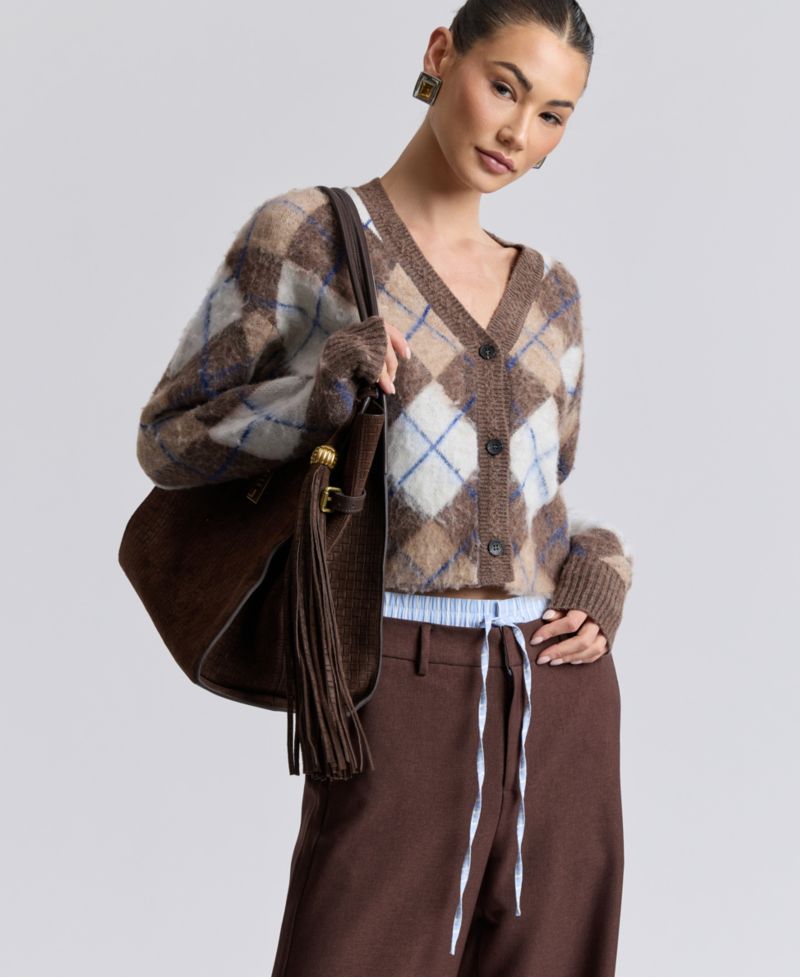 Women's Argyle Jacquard Cardigan