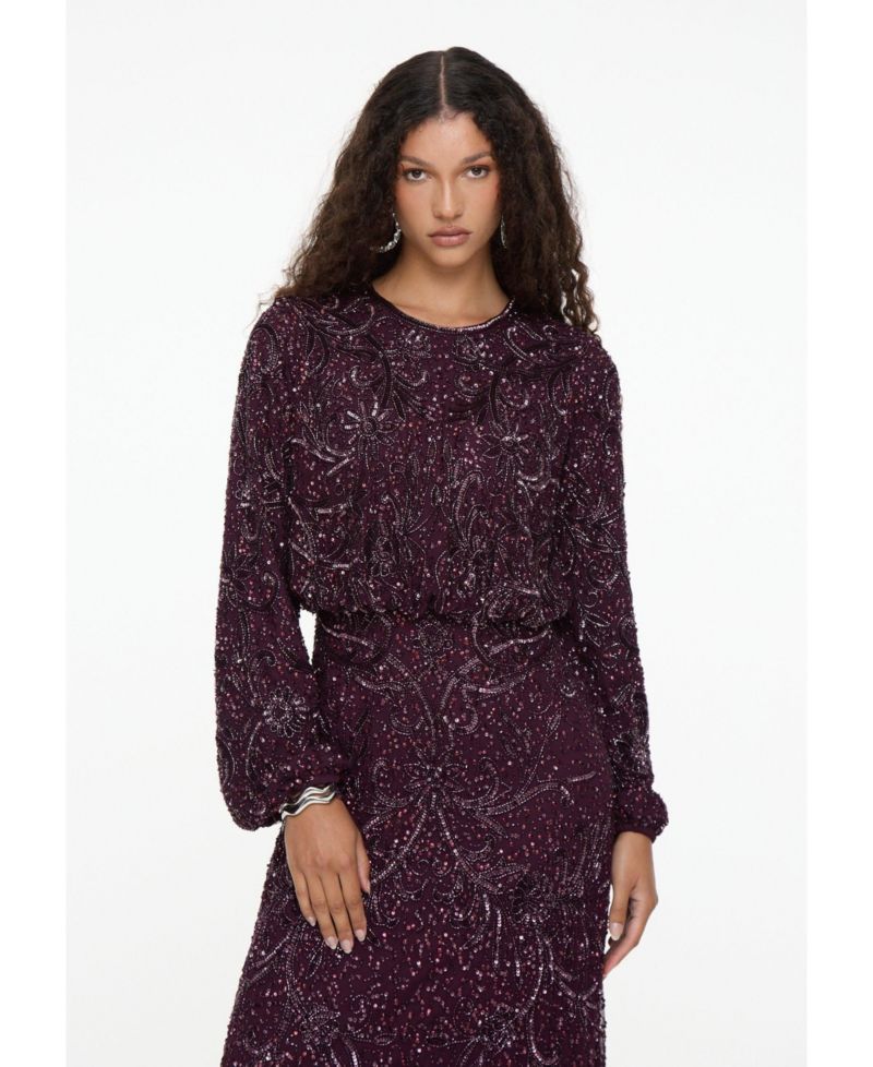 Women's Modest Embellished Sequin Dress