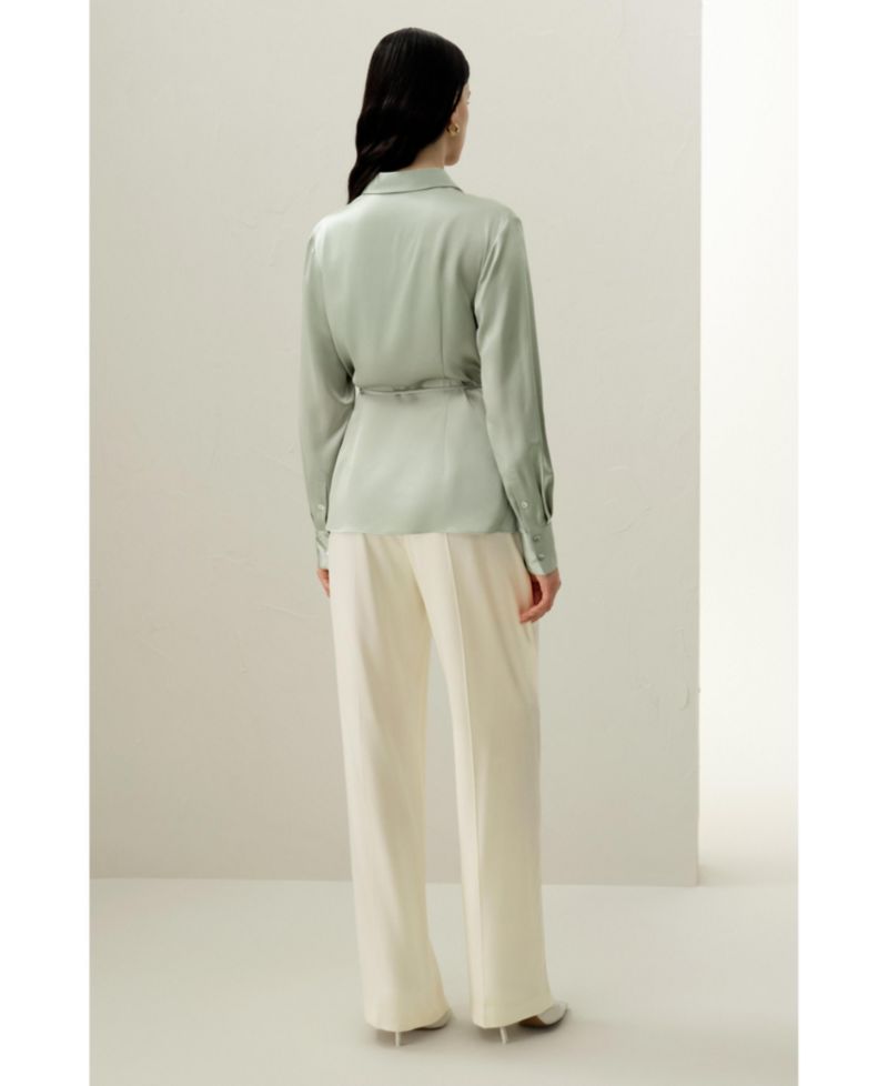 Women's Convertible Silk Charmeuse Shirt