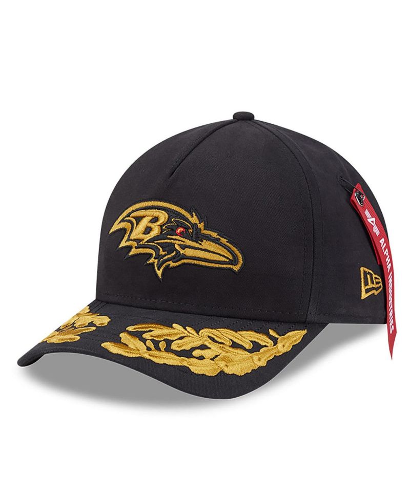 x Alpha Men's Industries Black Baltimore Ravens A-Frame 9FORTY Adjustable Hat