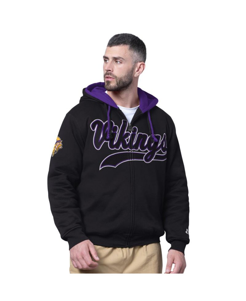 Men's Black Minnesota Vikings Big Shot Full-Zip Double Hoodie