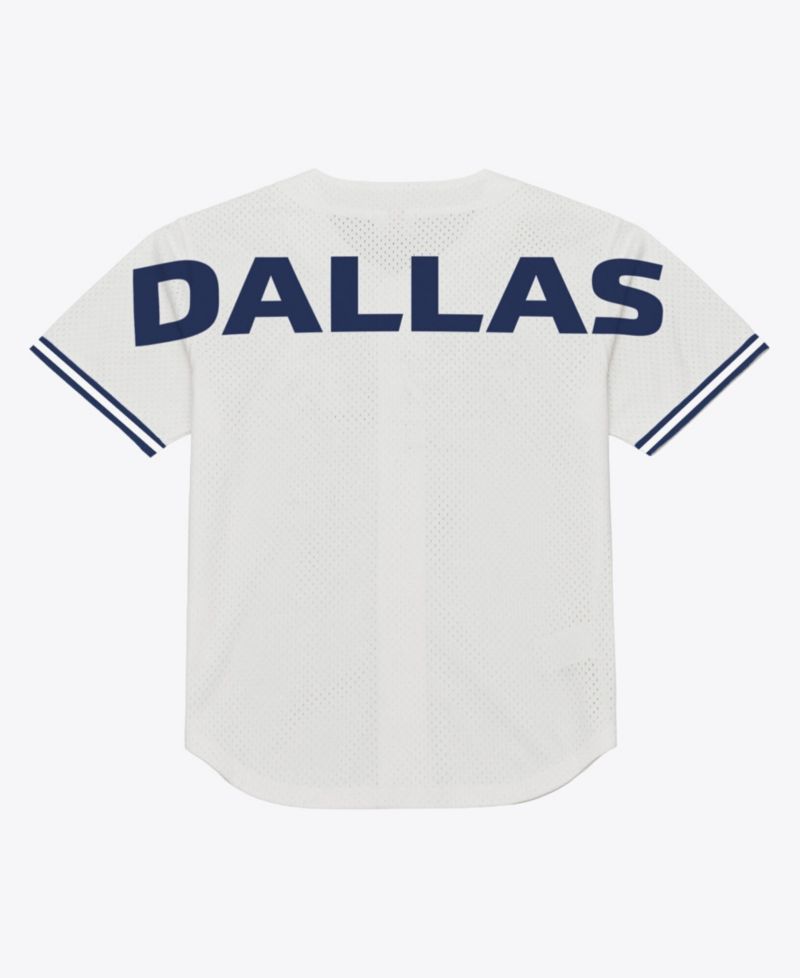 Men's White Dallas Cowboys Monochrome Mesh Full-Button Fashion T-Shirt