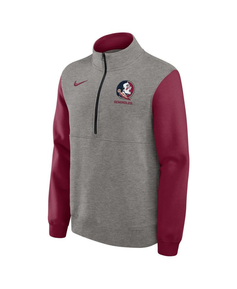 Men's Heather Gray/Garnet Florida State Seminoles Club Fleece Half-Zip Pullover Sweatshirt