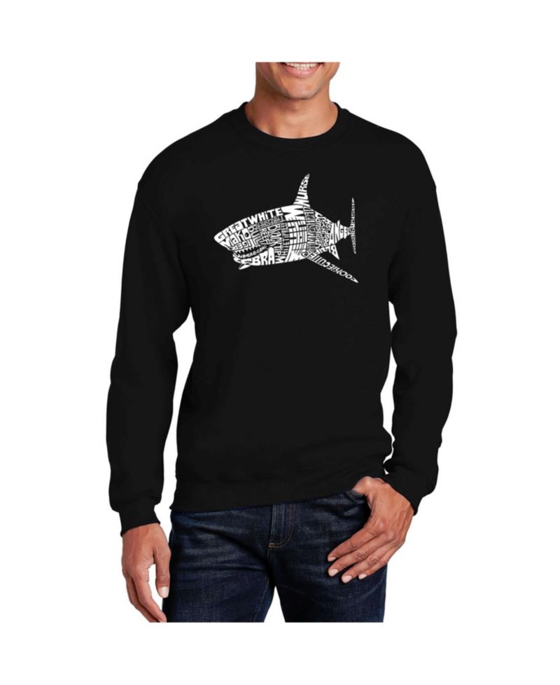 Men's Word Art Species Of Shark Crewneck Sweatshirt