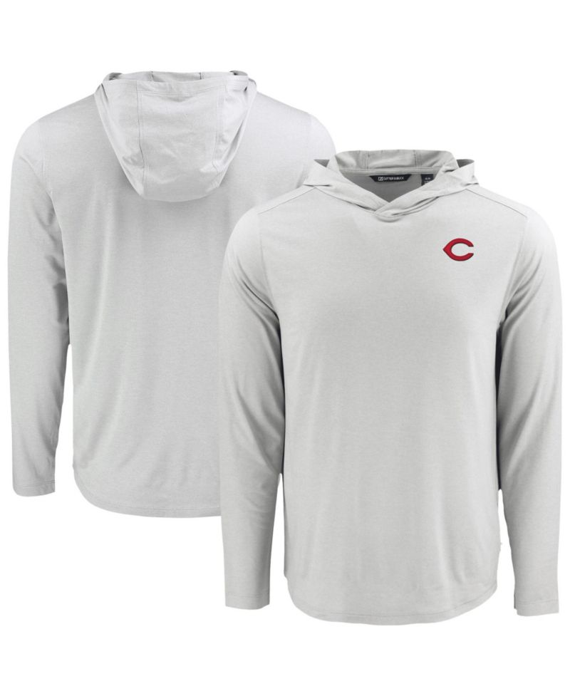 Cutter Buck Men's Gray Cincinnati Reds Coastline Epic Comfort Hoodie Long Sleeve T-Shirt
