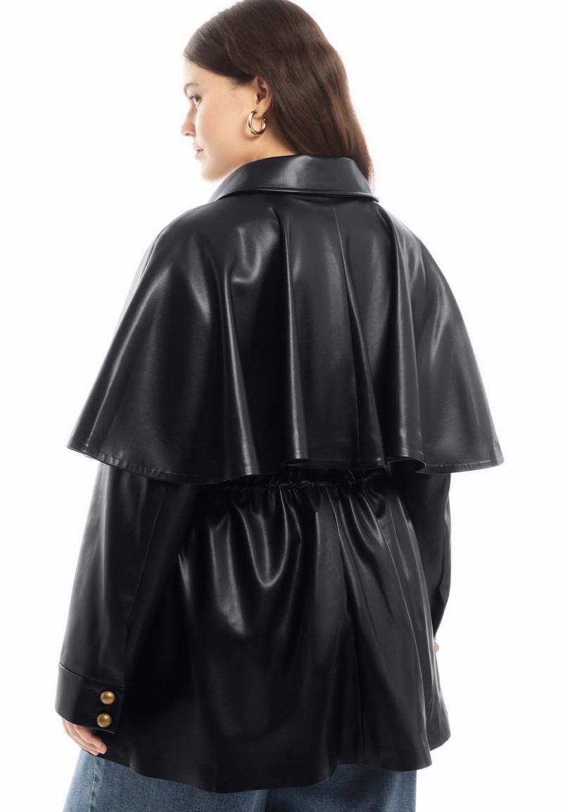 Women's June and Vie Faux Leather Cape Jacket