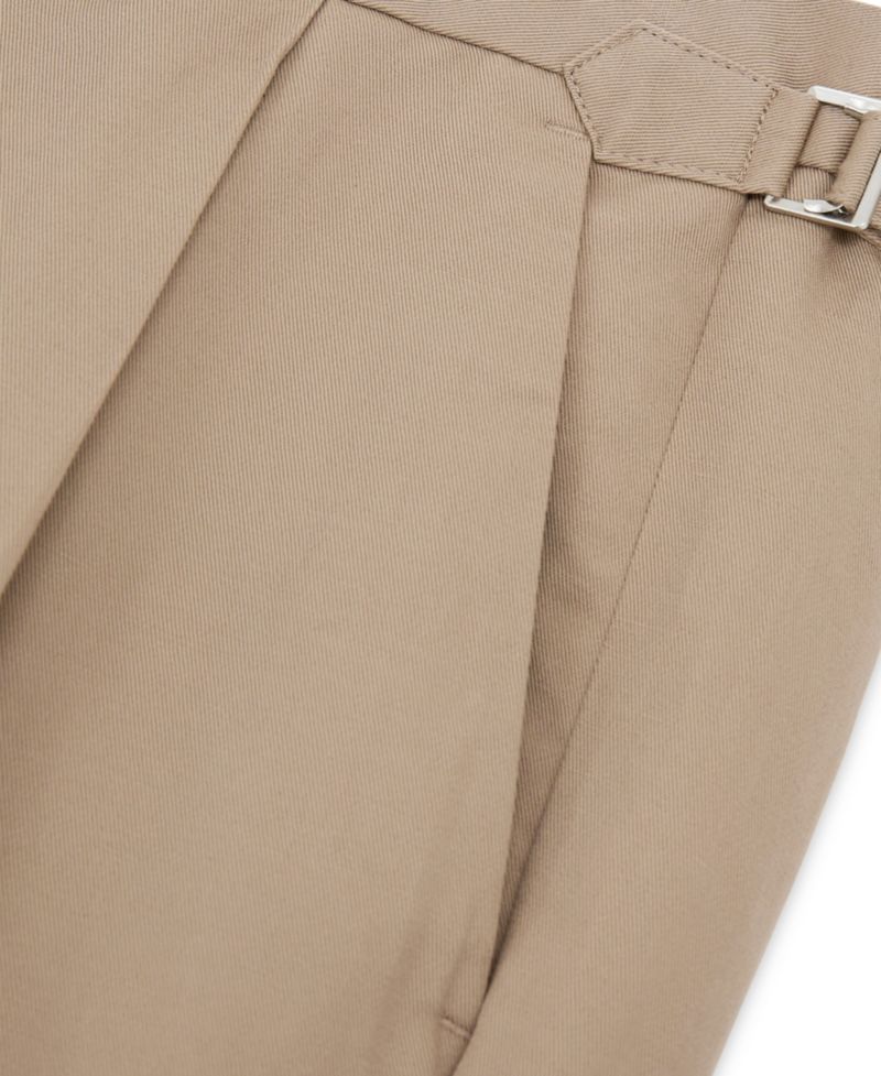 Men's Com Cotton-Linen Blend Tapered Pleated Trousers Pants