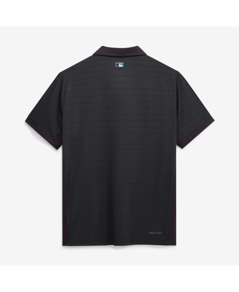 Men's Black Miami Marlins Authentic Collection Striped Victory Dri-FIT Polo Shirt