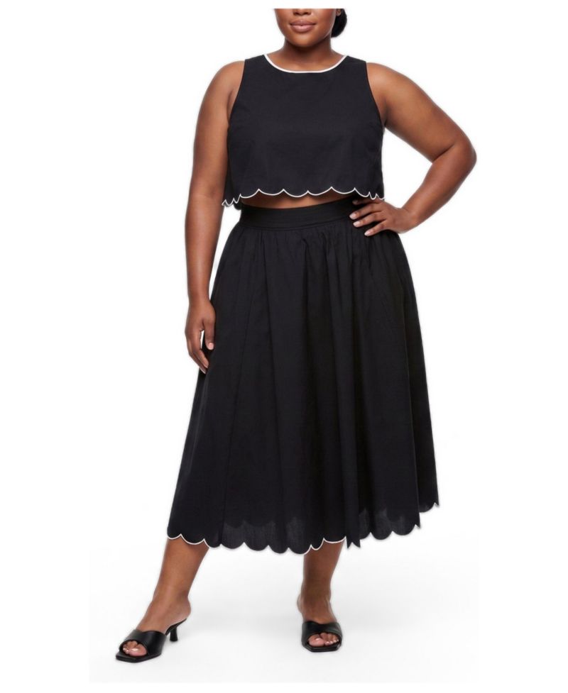 Plus Size Belle Isle Sleeveless Scalloped-Edge Crop Tank