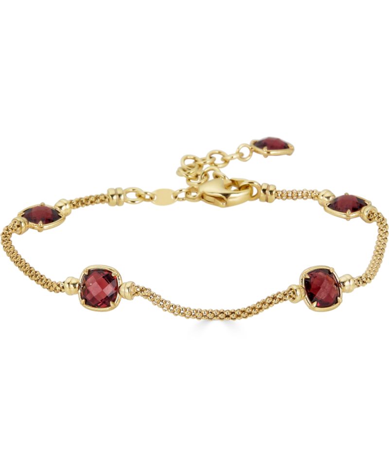 Lapis Lazuli Station Link Chain Bracelet in 14k Gold-Plated Sterling Silver (Also in Turquoise, Citrine, Amethyst, Garnet & Onyx)