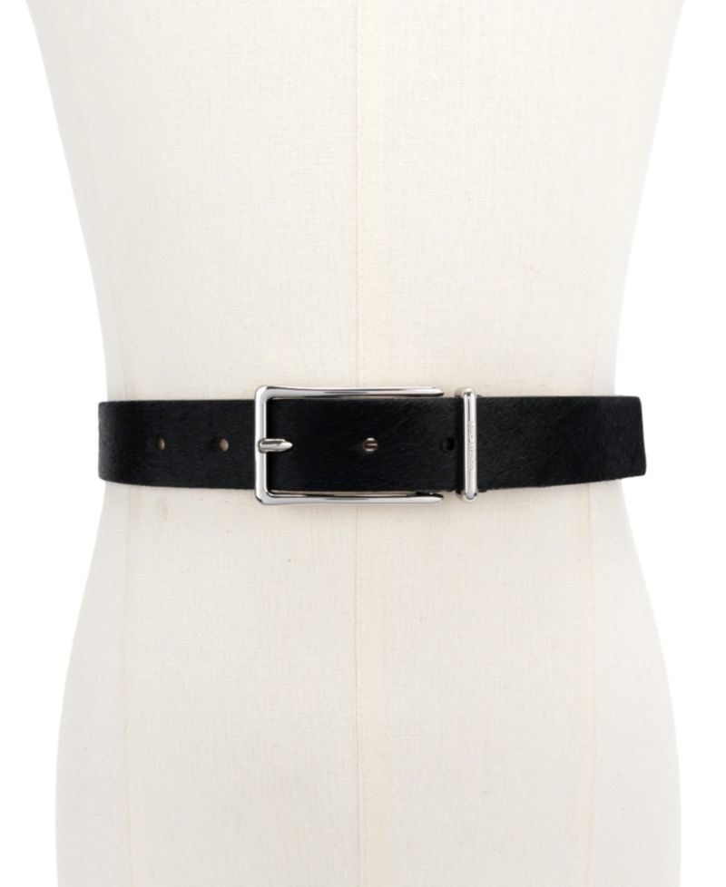 MICHAEL Polished Buckle Leather Reversible Belt