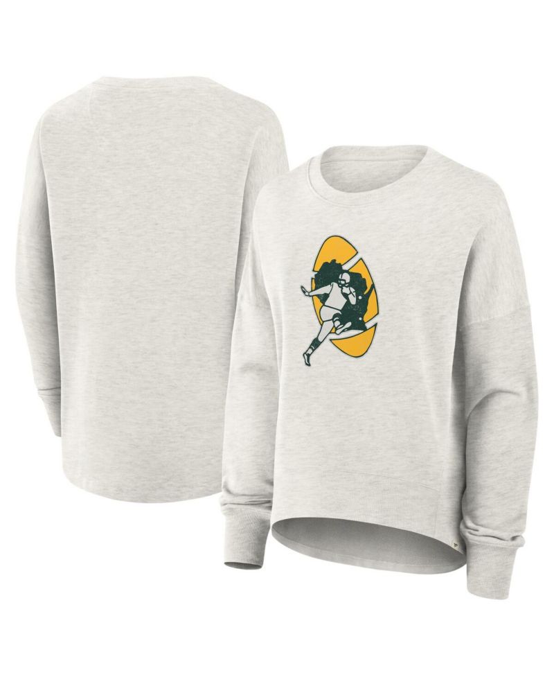 Women's Heather Gray Green Bay Packers Oversized Hometown Pullover Sweatshirt