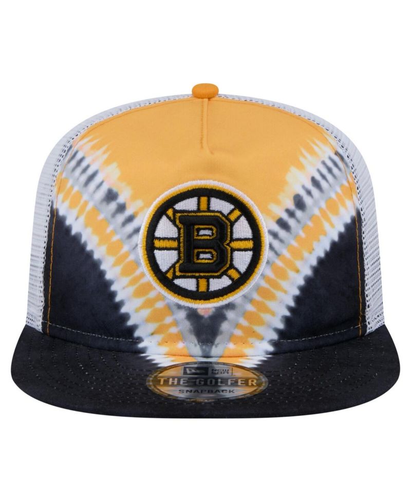 Men's Black/Gold Boston Bruins Throwback V-Dye Adjustable Golfer Hat