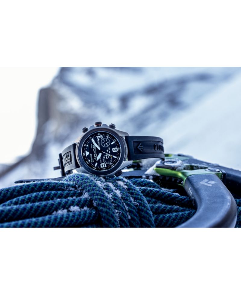 Eco-Drive Men's Chronograph Promaster Land Black Rubber Strap Watch 44mm