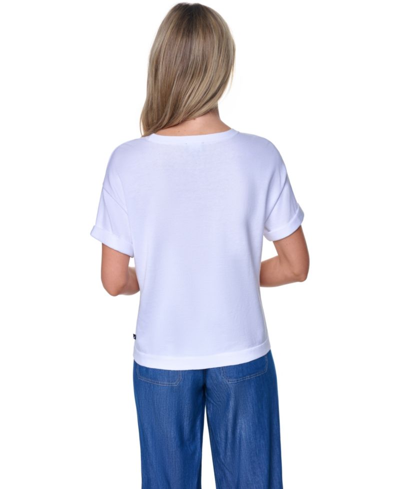 Women's Cotton Crewneck Short-Sleeve Sweater