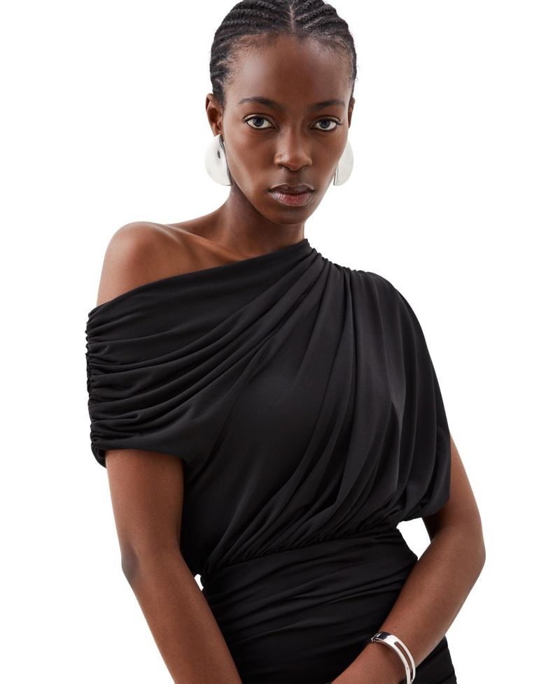 Women's Asymmetric Neckline Midi Dress