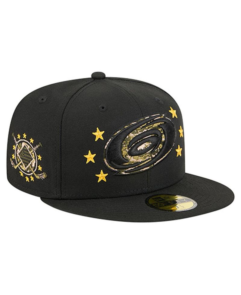 Men's Black Carolina Hurricanes Military Appreciation Digital Camo Stars 59FIFTY Fitted Hat