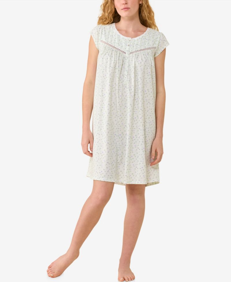 Women's Cap-Sleeve Jersey Knit Short Nightgown