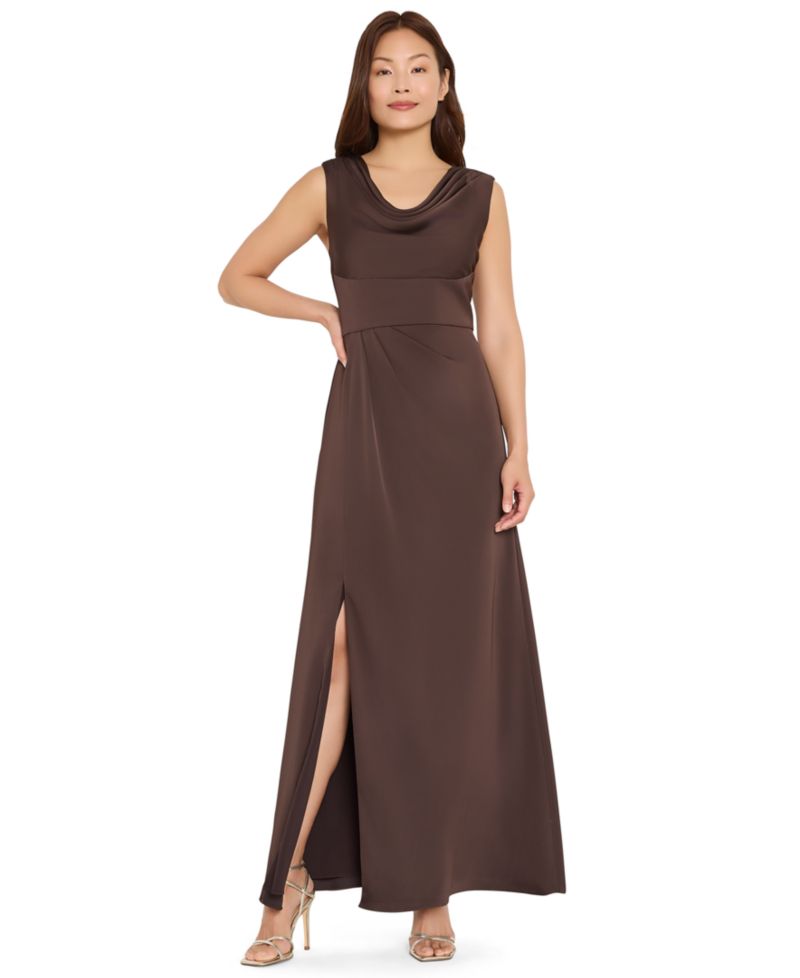 Women's Sleeveless Cowl Neck Satin Gown