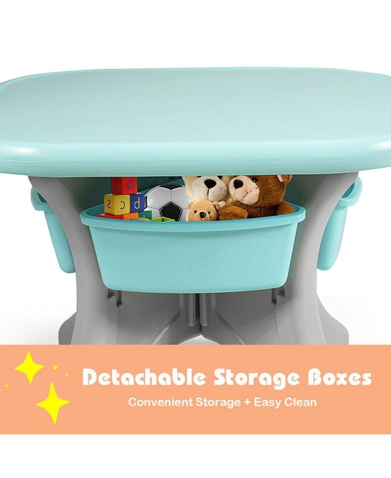 Kids In/Outdoor Plastic Storage Play Table & Chair Set, 3-Piece