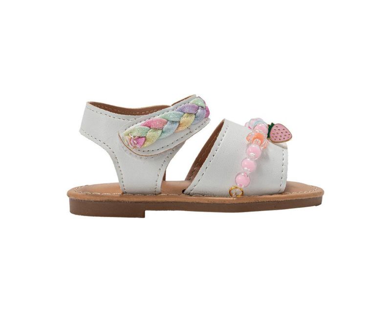 Toddler Girl's Fashion Sandals - Dressy Shoes with Glitter Braid and Bracelet Accent
