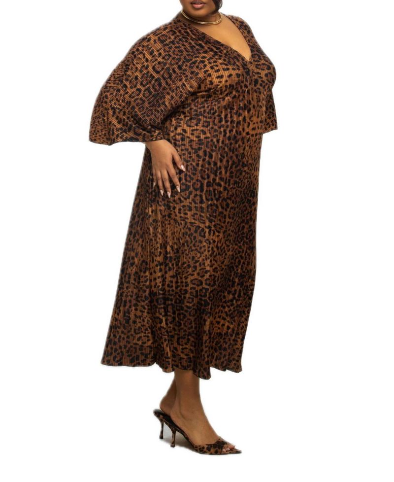 Women's Leopard Print Midi Dress