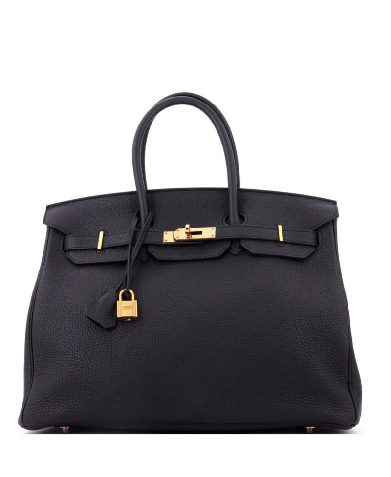 Pre-Owned Hermes Birkin 35 Handbag Black Togo with Rose Gold Hardware