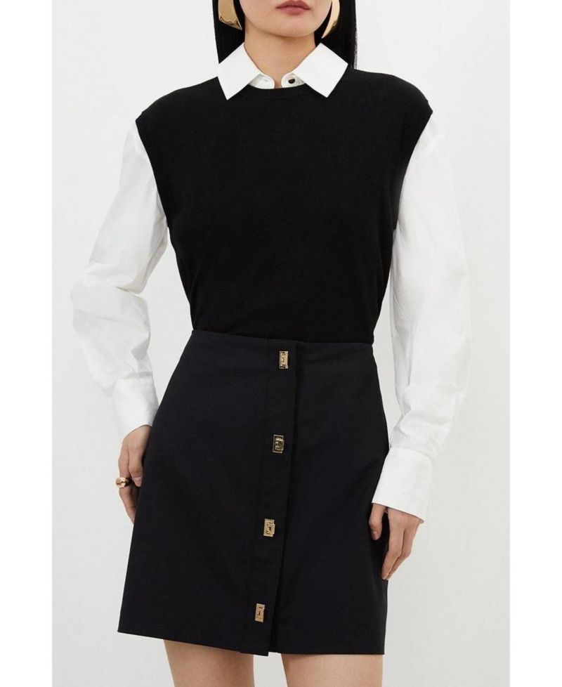 Women's Techno Cotton Gold Clasp Skirt