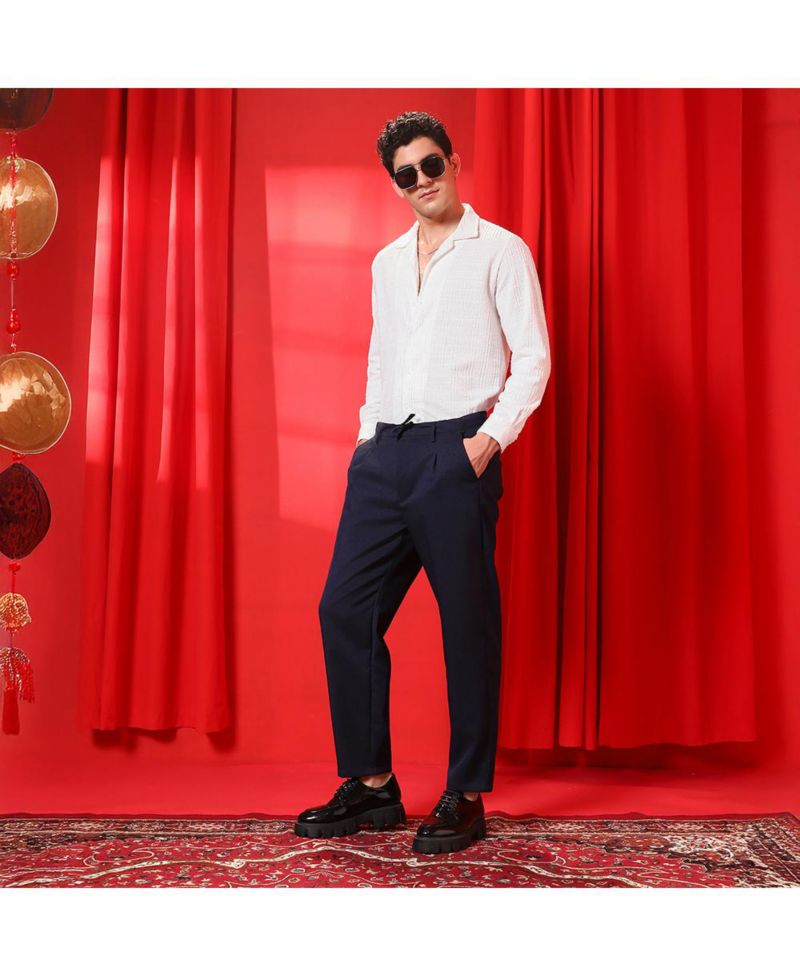 Men's Prussian Blue Tailored Trousers