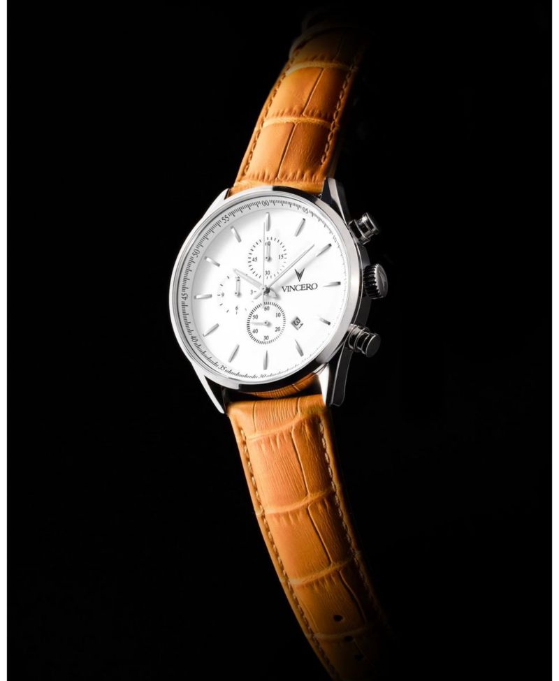 Silver Men's Chrono S2 40mm Chronograph Italian Leather Strap Watch