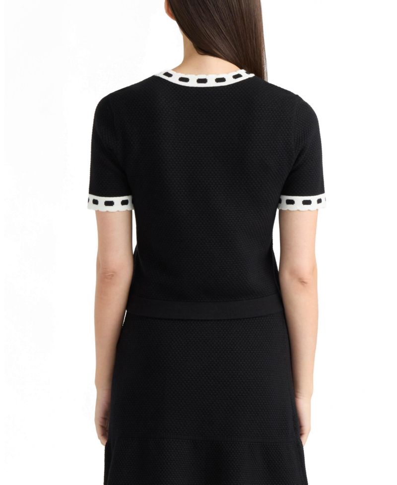 Women’s Short Sleeve Sweater with Contrast Trim