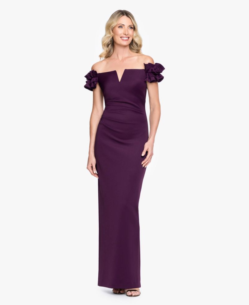 Women's Off-The-Shoulder Ruffle-Sleeve Ball Gown