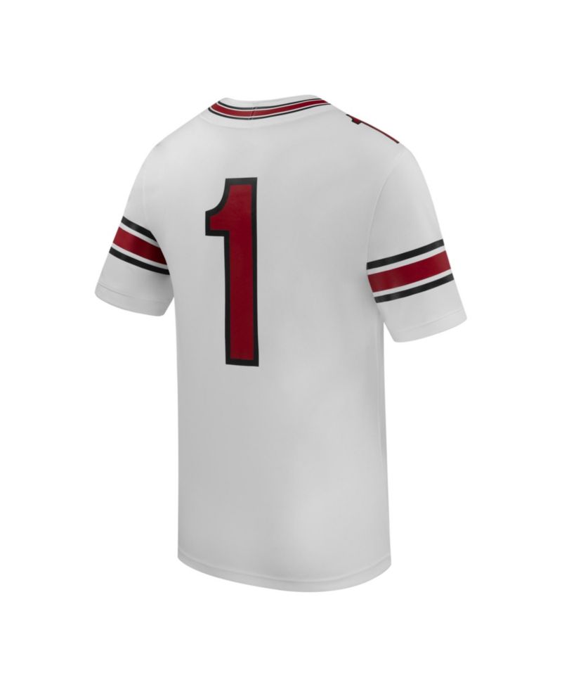 Men's #1 White South Carolina Gamecocks Road Replica Football Jersey