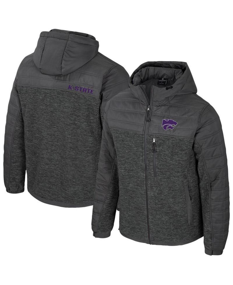 Men's Charcoal Kansas State Wildcats Nightman Full-Zip Hoodie Puffer Jacket