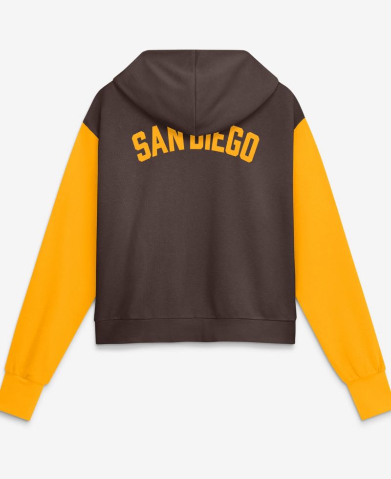 Women's Brown/Gold San Diego Padres Cooperstown Collection Cropped Full-Zip Hoodie