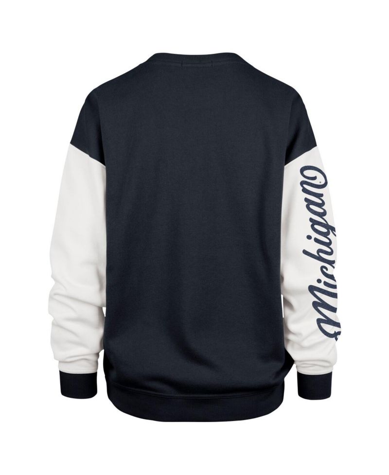 Women's Navy Michigan Wolverines Double Header Rise Andie Pullover Sweatshirt