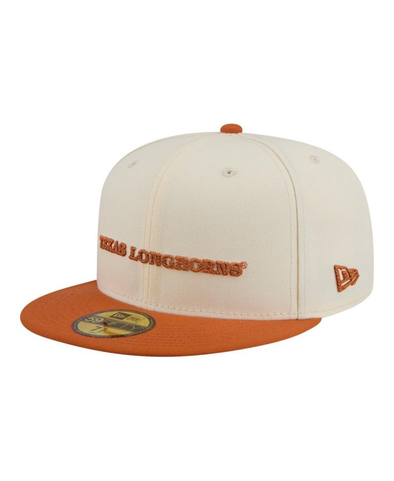 Men's Cream/Texas Orange Texas Longhorns Two-Tone Script 59FIFTY Fitted Hat