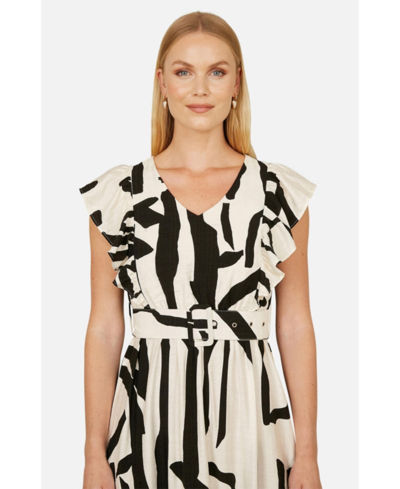 Women's Abstract Print Viscose Midi Dress