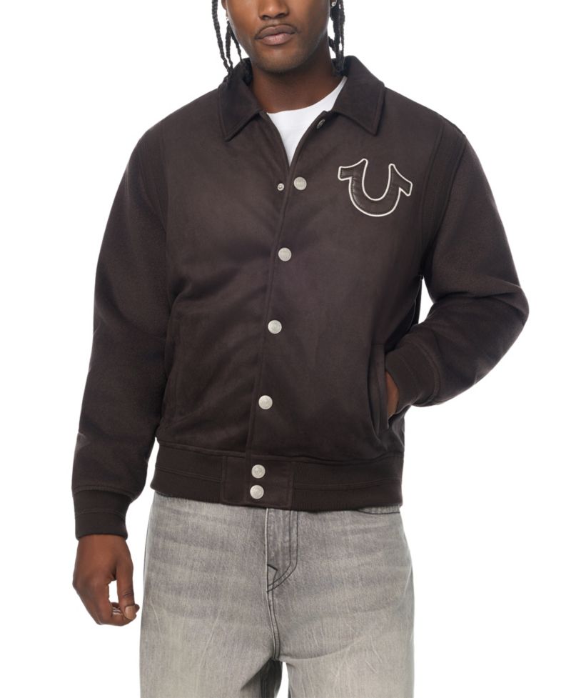 Men's Logo Faux-Suede Regular-Fit Bomber Jacket