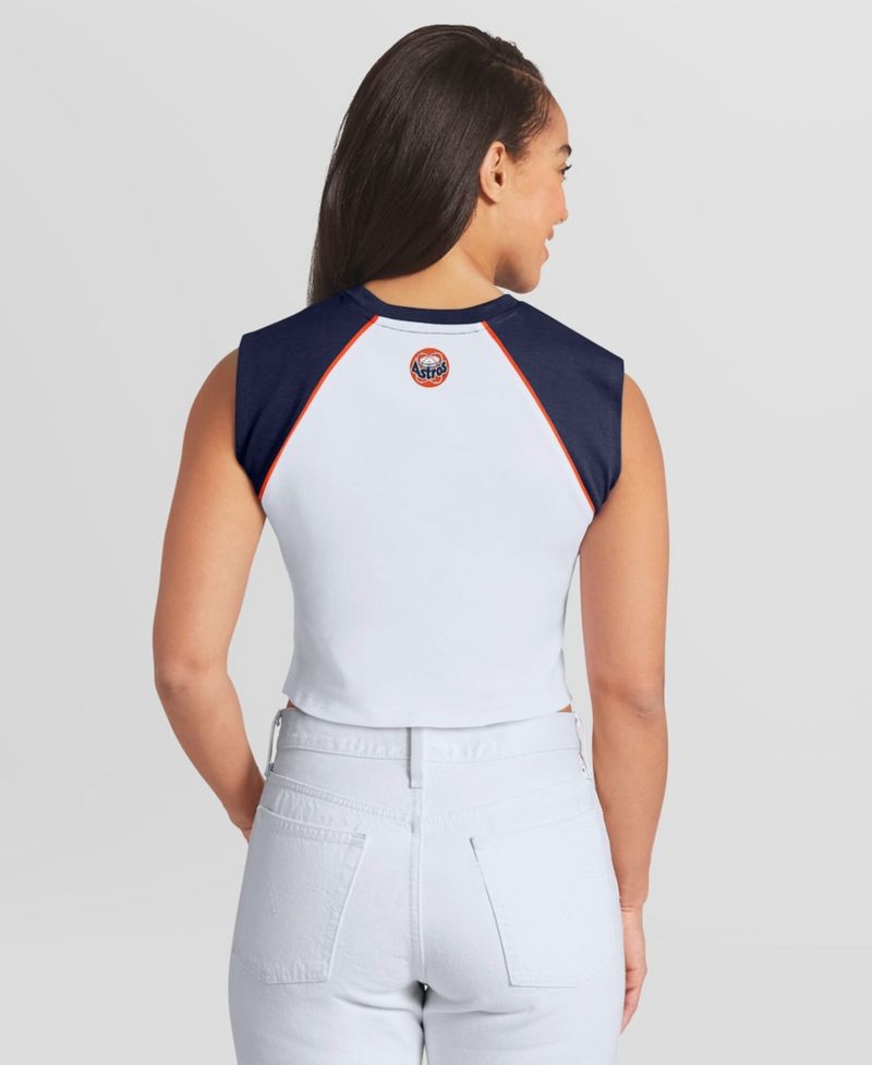 Women's White Houston Astros Cooperstown Cropped Raglan Tank Top