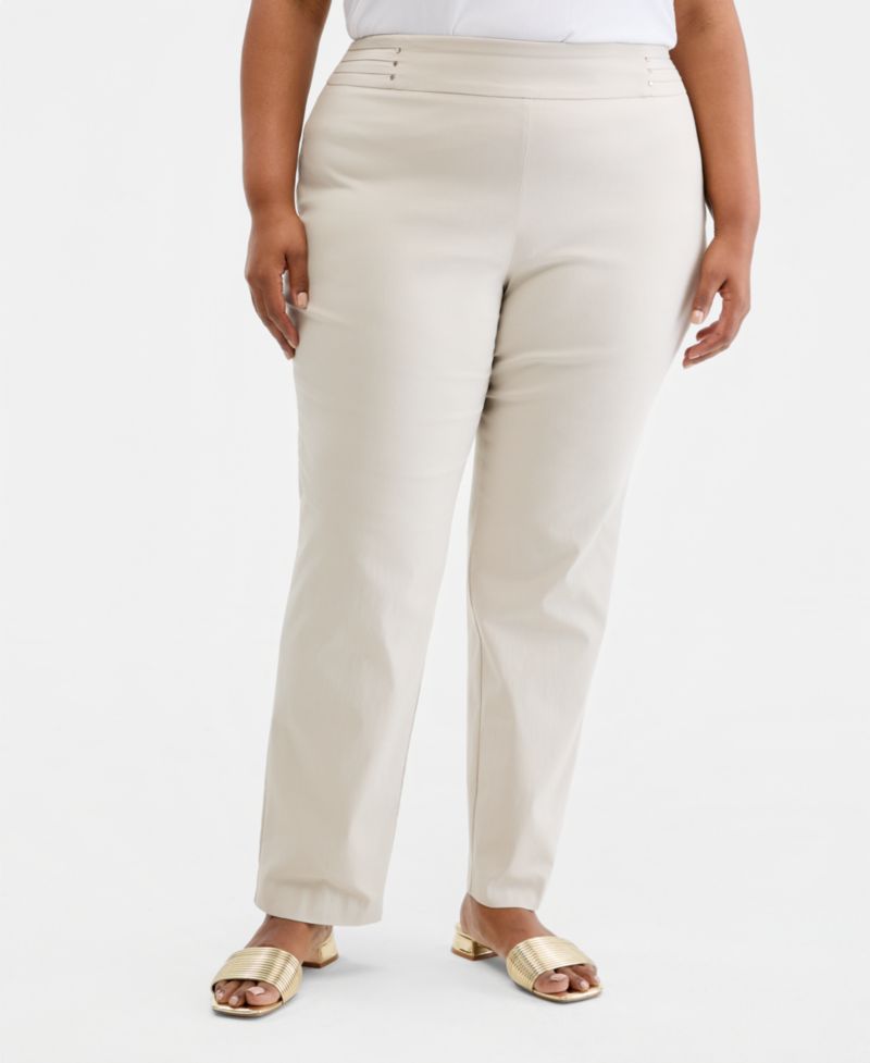 Petite Studded-Rivet Slim-Leg Pants, Petite & Petite Short