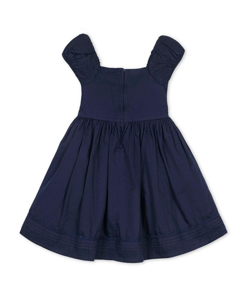 Big Girls Hope and Henry Organic Puff Sleeve Pintuck Sateen Party Dress