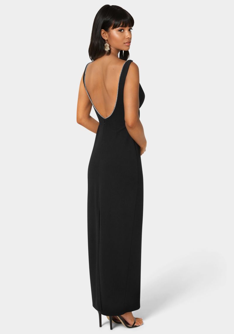 Women's Square Neck Maxi Dress with Rhinestones