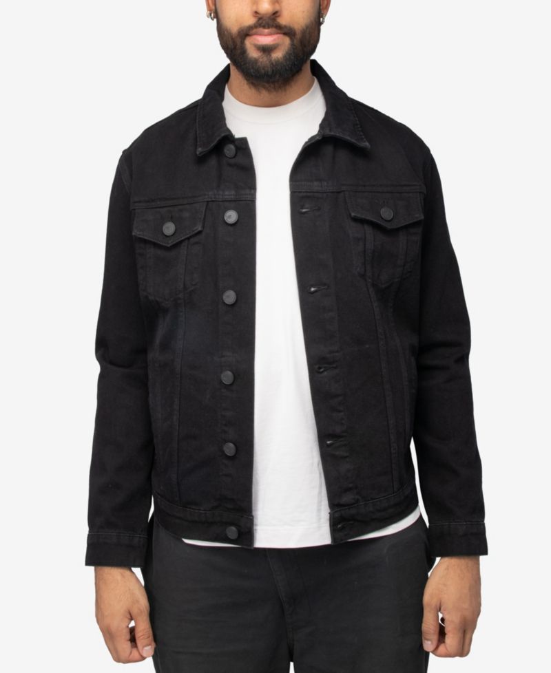 XRAY Men's Rhine Stone Graphic Back Denim Trucker Jacket